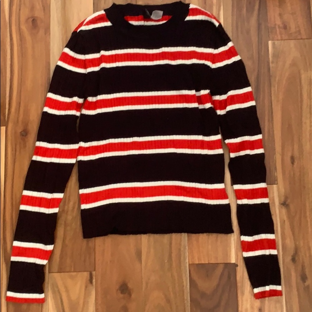Striped fine-knit top